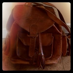 Hand sewn leather backpack